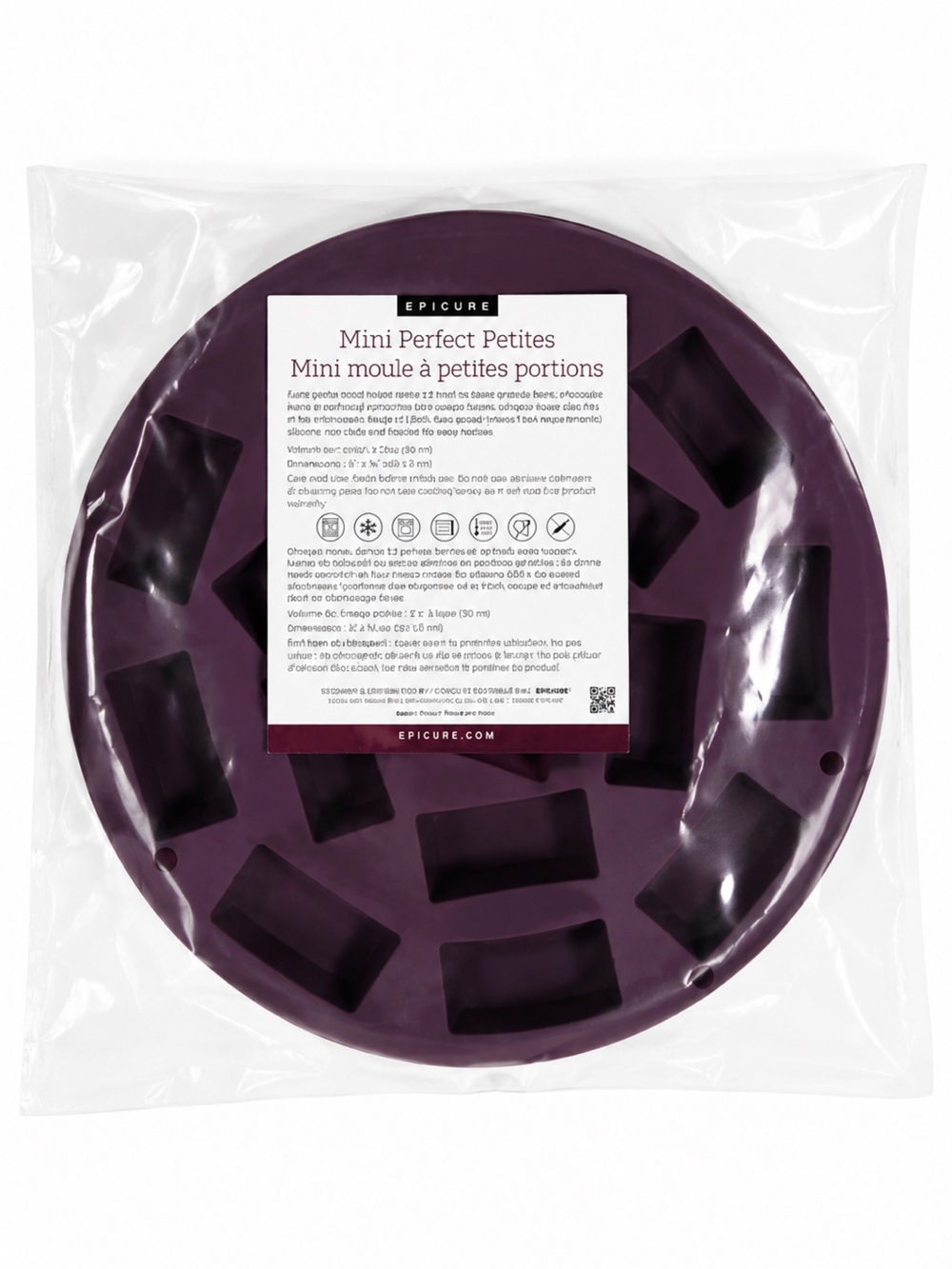 Epicure Mini Perfect Petites Silicone Mold Set of 2 NEW Purple Baking Molds